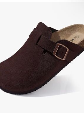 Brown Slip-On Clogs with Buckle